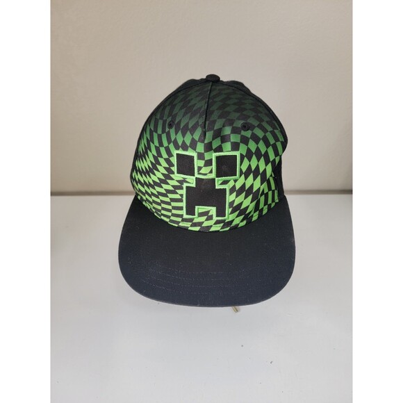 Nike Other - Minecraft Creeper Snapback Hat Youth OSFM Black Green Checkerboard 2020 Mojang